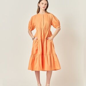 English Factory short puff sleeve midi dress